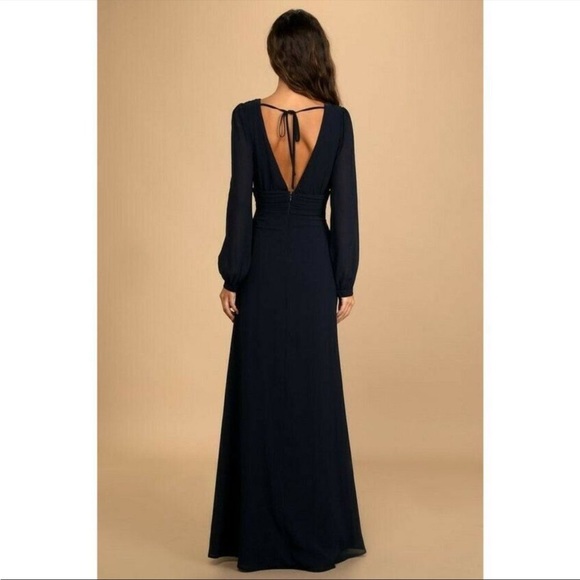 NWOT All My Life Navy Blue Long Sleeve Maxi Dress - Picture 2 of 2
